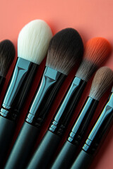 Aufkleber - A set of contouring and highlighting brushes, floating on a pastel background,