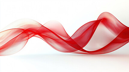 Poster - Elegant red wave curves gracefully flow across white background, creating dynamic and modern visual effect. This abstract design evokes sense of movement and fluidity