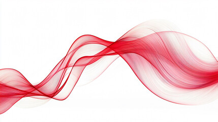 Poster - Abstract red wave curves create dynamic and flowing design on white background, evoking sense of movement and energy. This visually striking image is perfect for various creative projects
