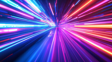 Poster - Vibrant abstract background featuring dynamic neon lights creating sense of motion and energy. colorful beams of light evoke excitement and creativity