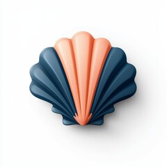 A stylized seashell icon featuring blue and coral colors, resembling marine themes, ideal for design and coastal aesthetics.