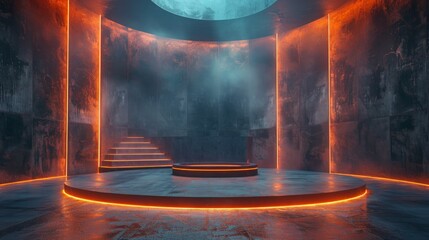 Wall Mural - futuristic and luxury empty stage center clean background