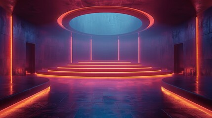Wall Mural - futuristic and luxury empty stage center clean background