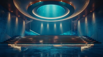 Wall Mural - futuristic and luxury empty stage center clean background