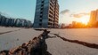 © Jayda_ArtistryHub - Powerful earthquake shaking buildings in an urban area, causing cracks in the ground and destruction   earthquake, urban destruction