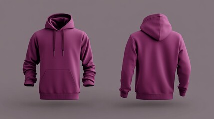 front and back plum hoodie mock up 