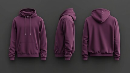 front and back plum hoodie mock up 