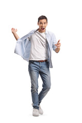 Poster - Young man dancing and shouting