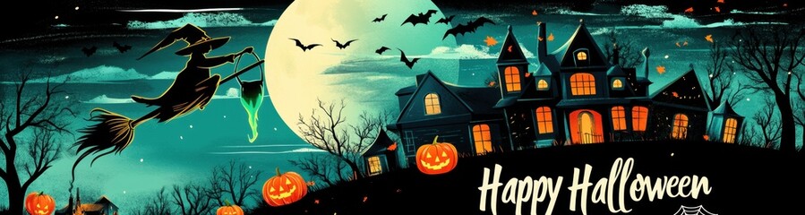 Poster - banner for halloween with the text 