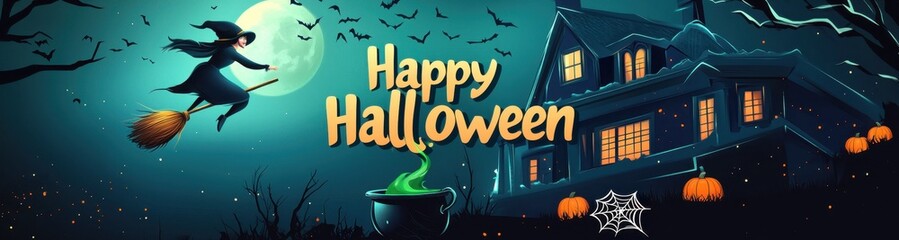 Poster - a banner for halloween with the text 