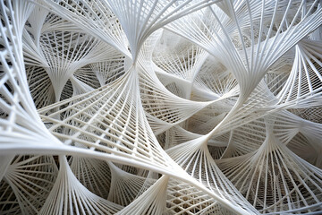 Poster - Interwoven Abstract: A captivating abstract artwork featuring a mesmerizing network of white lines, creating a intricate and dynamic composition of intersecting curves. The lines dance and intertwine.
