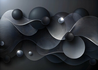 Poster - Abstract Flowing Grey and Black Background: A mesmerizing abstract background featuring a dynamic interplay of flowing grey and black shapes, creating a sense of movement and depth.