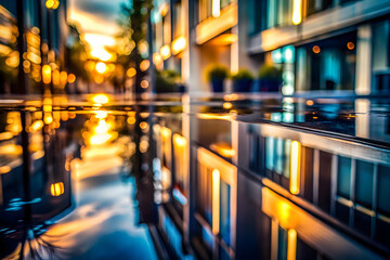 Poster - urban reflection: golden hour glow