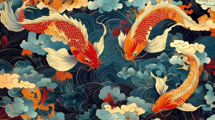 Canvas Print - pattern with fish