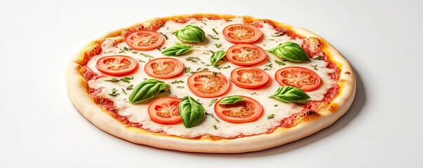 Wall Mural - Margarita pizza herbs, sliced tomatoes, fresh basil, 3D illustration