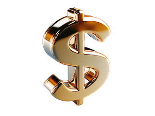 a gold dollar sign on a white background