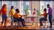 © Johannes - An image of a diverse team, including a person in a wheelchair, working together, emphasizing workplace inclusivity