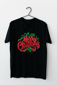 Merry Chrismas typography t shirt vector art illustration