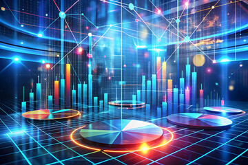 Poster - Data Visualization: Abstract Futuristic Financial Charts 