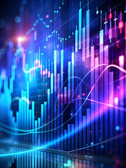 Poster - The Rise of Success: A vibrant and dynamic abstract illustration of an upward trend, with a captivating blend of blue and purple hues, representing growth, progress, and financial success.