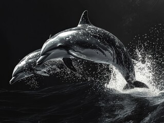 Canvas Print - dolphin jumping in water