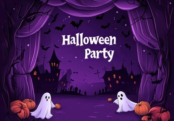 Wall Mural - halloween party banner with text 