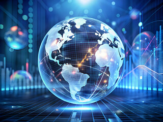 Poster - Global Network: A captivating, abstract image of a glowing, digital Earth, symbolizing interconnectedness, technological advancement, and global reach, with a sleek, futuristic design.  
