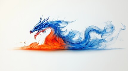 Colorful dragon illustration in a dynamic pose, featuring vibrant blue and orange hues for Chinese New Year celebration