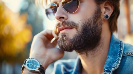 Poster - A man with a beard and a watch on his wrist