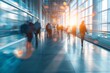 © Baba Images - Energetic scene of a corporate hallway with blurred motion
