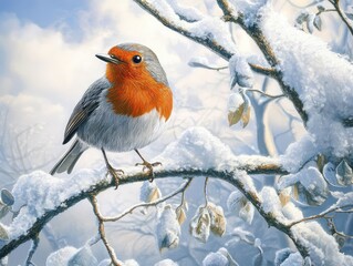 Sticker - robin in snow