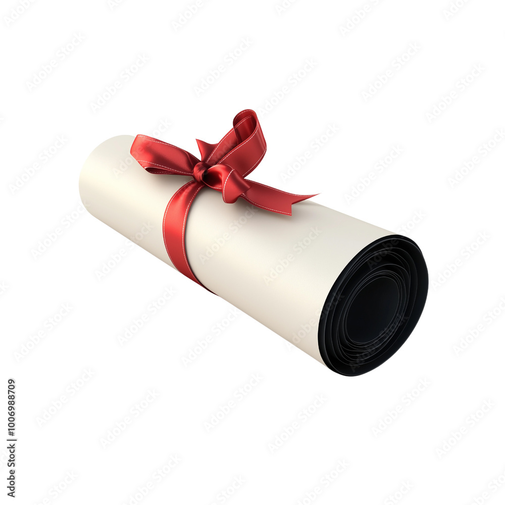 Rolled Certificate Tied with Red Ribbon Stock Illustration | Adobe Stock