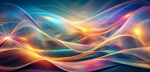 Poster - Celestial Waves: Abstract art of vibrant, flowing energy.  A symphony of color and light, perfect for design projects needing a touch of cosmic elegance.