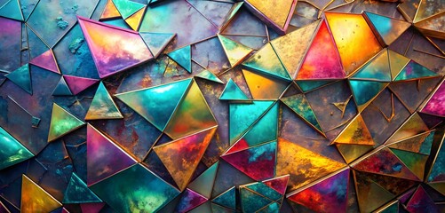 Canvas Print - chromatic chaos: abstract metallic triangles