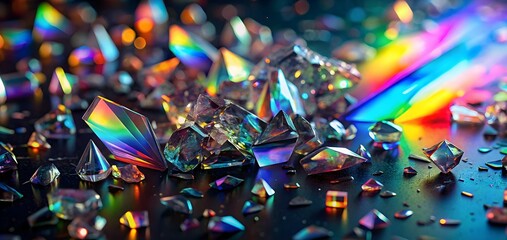 Canvas Print - prismatic fragments: a symphony of colors dances across a canvas of shattered crystals, each shard r