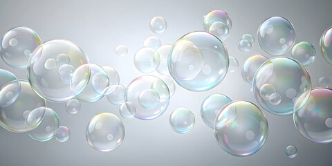 Poster - floating bubbles of joy: a delicate dance of iridescent bubbles, suspended in the air, evokes a sens