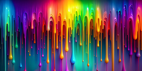 Poster - Rainbow Drips of vibrant color 