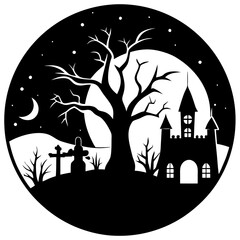 Spooky night silhouettes vector illustration