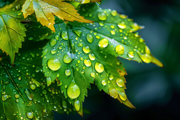 Water drops on leaf.