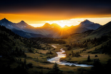 Wall Mural - Glacier At Sunset