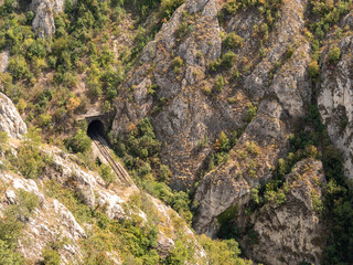 rgotski kamen, in north-east serbia made by Borska Reka river, with a railroad crossing it