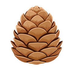 Wall Mural - Detailed Pine Cone Vector Illustration Isolated on White