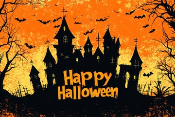 Wall Mural - Halloween background with the text 