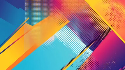 Abstract background with bright colors and geometric shapes.