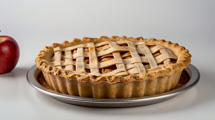 homemade delicious apple pie in a plate.