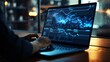© waliyah - Hands Typing on Laptop with Financial Charts Displayed on Screen