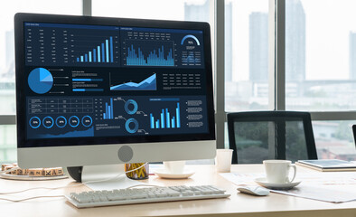 Business data dashboard provide business intelligence analytic for marketing strategy planning snugly with big data set to analyze customer demands and foreseeing business future