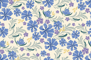 blue floral pattern wallpaper vintage seamless embroidery ikat textured minimal flowers on white bac