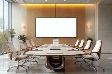 Canvas Print - Modern boardroom with blank TV screens