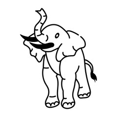 Wall Mural - Drawing style icon of elephant cartoon 